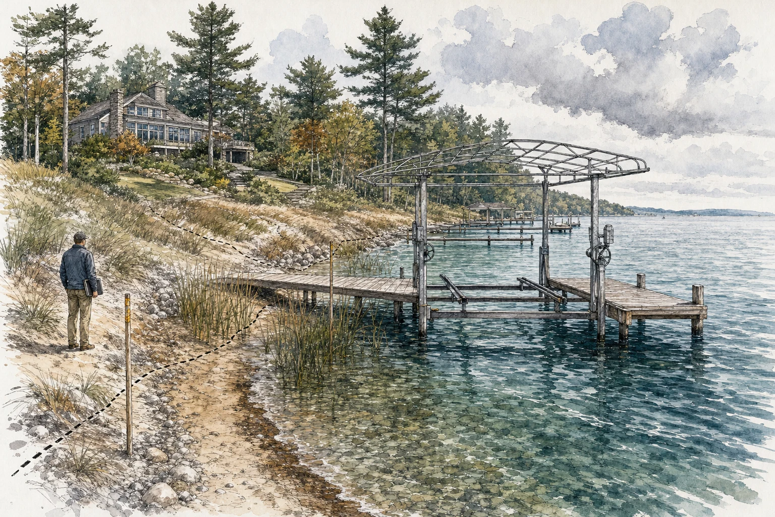 Docks and Boat Lifts in West Michigan (2026): Riparian Rights, EGLE Permits, and the Closing-Safe Checklist